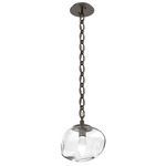 Nova Gem Oval Chain Pendant - Flat Bronze / Clear Geo