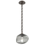 Nova Gem Oval Chain Pendant - Flat Bronze / Smoke Geo
