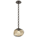 Nova Gem Oval Chain Pendant - Flat Bronze / Bronze Zircon