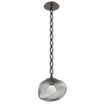 Nova Gem Oval Chain Pendant - Flat Bronze / Smoke Zircon