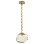 Nova Gem Oval Chain Pendant - Gilded Brass / Amber Floret