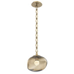 Nova Gem Diamond Chain Pendant - Gilded Brass / Bronze Floret