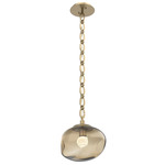 Nova Gem Oval Chain Pendant - Gilded Brass / Bronze Floret