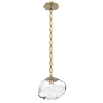 Nova Gem Oval Chain Pendant - Gilded Brass / Clear Floret