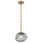 Nova Gem Diamond Chain Pendant - Gilded Brass / Smoke Floret