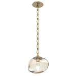 Nova Gem Diamond Chain Pendant - Gilded Brass / Amber Geo