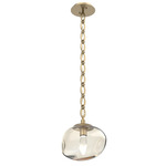Nova Gem Oval Chain Pendant - Gilded Brass / Amber Geo