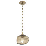 Nova Gem Rectangular Chain Pendant - Gilded Brass / Bronze Geo