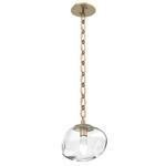 Nova Gem Oval Chain Pendant - Gilded Brass / Clear Geo