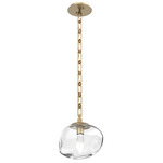 Nova Gem Rectangular Chain Pendant - Gilded Brass / Clear Geo
