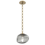 Nova Gem Diamond Chain Pendant - Gilded Brass / Smoke Geo