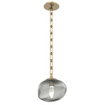 Nova Gem Rectangular Chain Pendant - Gilded Brass / Smoke Geo