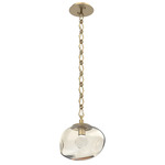 Nova Gem Diamond Chain Pendant - Gilded Brass / Amber Zircon