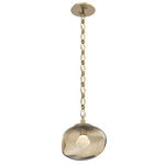 Nova Gem Diamond Chain Pendant - Gilded Brass / Bronze Zircon