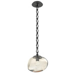 Nova Gem Diamond Chain Pendant - Matte Black / Amber Floret