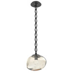 Nova Gem Oval Chain Pendant - Matte Black / Amber Floret