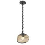 Nova Gem Diamond Chain Pendant - Matte Black / Bronze Floret