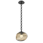 Nova Gem Oval Chain Pendant - Matte Black / Bronze Floret