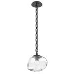 Nova Gem Oval Chain Pendant - Matte Black / Clear Floret