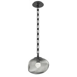 Nova Gem Rectangular Chain Pendant - Matte Black / Smoke Floret