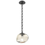 Nova Gem Diamond Chain Pendant - Matte Black / Amber Geo