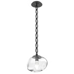 Nova Gem Oval Chain Pendant - Matte Black / Clear Geo