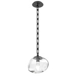 Nova Gem Rectangular Chain Pendant - Matte Black / Clear Geo