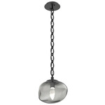 Nova Gem Oval Chain Pendant - Matte Black / Smoke Geo