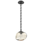 Nova Gem Diamond Chain Pendant - Matte Black / Amber Zircon