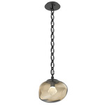 Nova Gem Oval Chain Pendant - Matte Black / Bronze Zircon