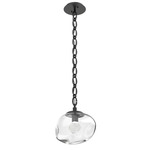 Nova Gem Oval Chain Pendant - Matte Black / Clear Zircon