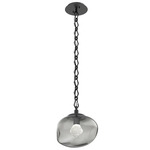 Nova Gem Diamond Chain Pendant - Matte Black / Smoke Zircon