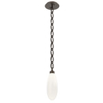 Fiori Oval Chain Pendant - Flat Bronze / White