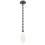Fiori Rectangular Chain Pendant - Flat Bronze / White