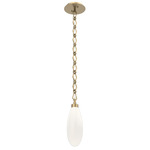 Fiori Diamond Chain Pendant - Gilded Brass / White