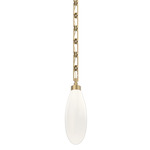 Fiori Rectangular Chain Pendant - Gilded Brass / White