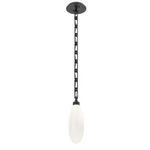 Fiori Rectangular Chain Pendant - Matte Black / White