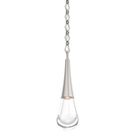 Raindrop Diamond Chain Pendant - Beige Silver / Clear