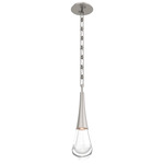 Raindrop Rectangular Chain Pendant - Beige Silver / Clear