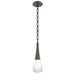Raindrop Diamond Chain Pendant - Flat Bronze / Clear