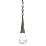 Raindrop Oval Chain Pendant - Flat Bronze / Clear