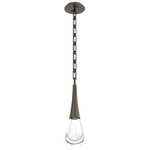 Raindrop Rectangular Chain Pendant - Flat Bronze / Clear