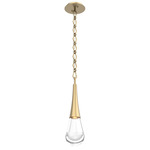 Raindrop Diamond Chain Pendant - Gilded Brass / Clear
