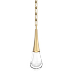Raindrop Rectangular Chain Pendant - Gilded Brass / Clear