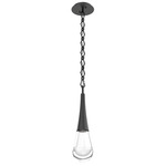 Raindrop Diamond Chain Pendant - Matte Black / Clear