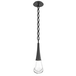 Raindrop Oval Chain Pendant - Matte Black / Clear