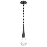 Raindrop Rectangular Chain Pendant - Matte Black / Clear
