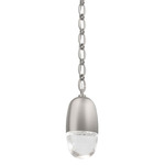 Pebble Oval Chain Pendant - Beige Silver / Clear