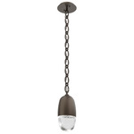 Pebble Oval Chain Pendant - Flat Bronze / Clear