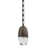 Pebble Rectangular Chain Pendant - Flat Bronze / Clear
